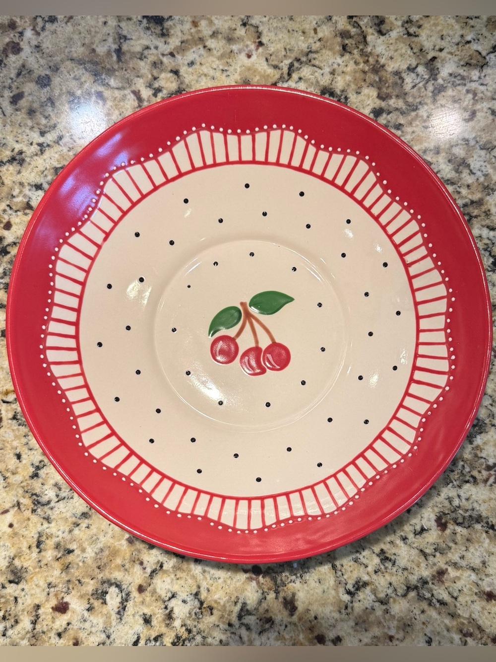 Mary Engelbreit Round Cherry Red White Extra Large Serving Bowl 2002 Michel 12”